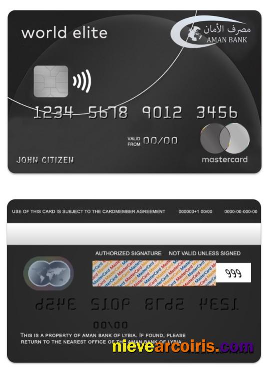 Libya Aman Bank mastercard world elite card